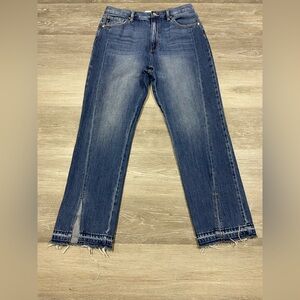 KANCAN Medora High Rise Vintage 90's Split Hem Straight Jeans Medium Blue 11/29